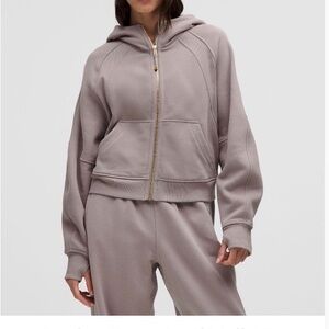 LULULEMON SCUBA OVERSIZED FULL ZIP & SCUBA SWEATPANTS GREY/GOLD